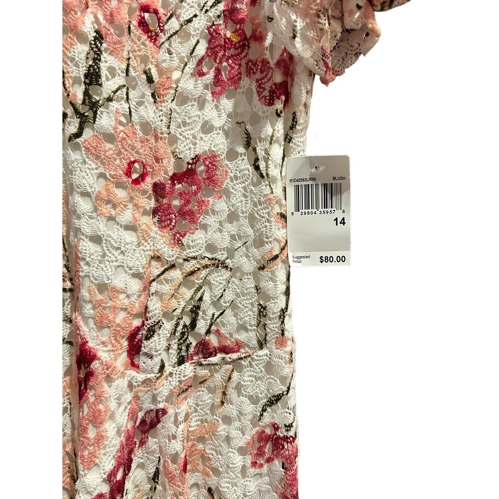 Rabbit Rabbit Rabbit Nwt Women’s Pink White Crochet Floral Midi Dress Size 14 — image 3 of 8